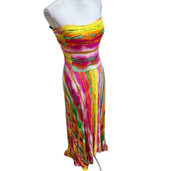 Felicity & Coco Pink Yellow Strapless Sundress Resort Wear back cut out sz small - Picture 5 of 10